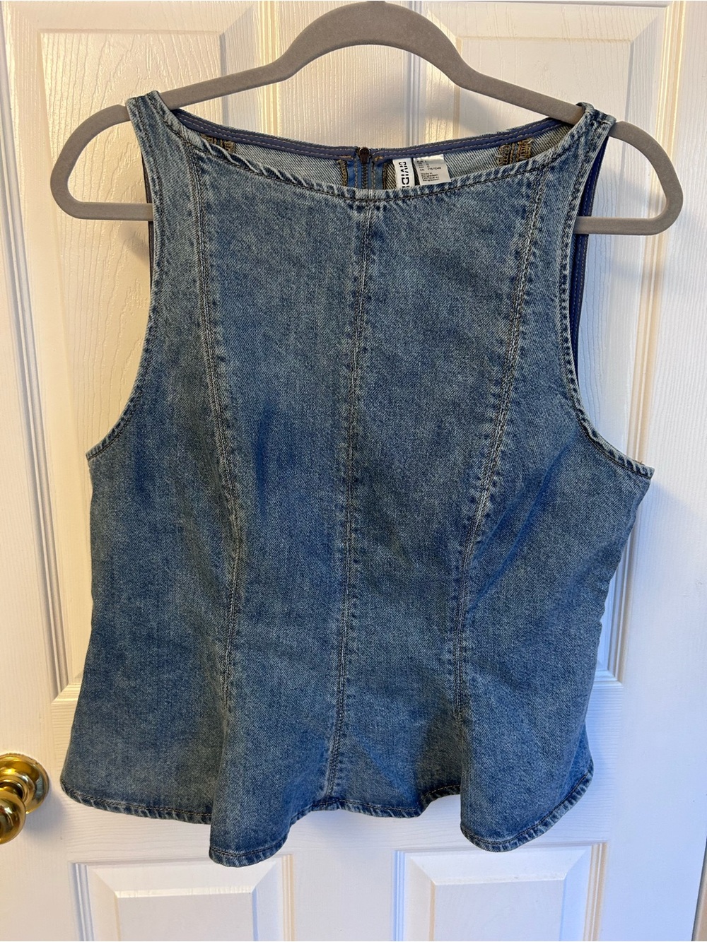 H&M - Denim Sleeveless Peplum Top - L
